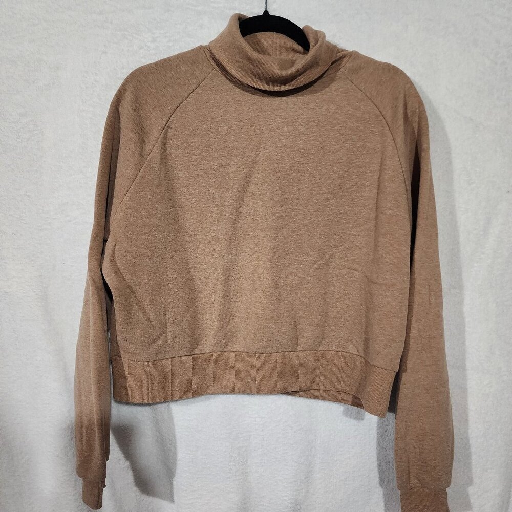 Long Sleeve Cropped Turtleneck Sweatshirt Light Academia